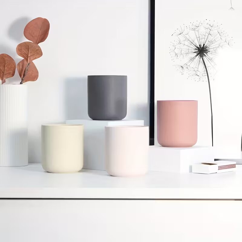 Luxury Ceramic Candle Jars with Lid. 4pcs