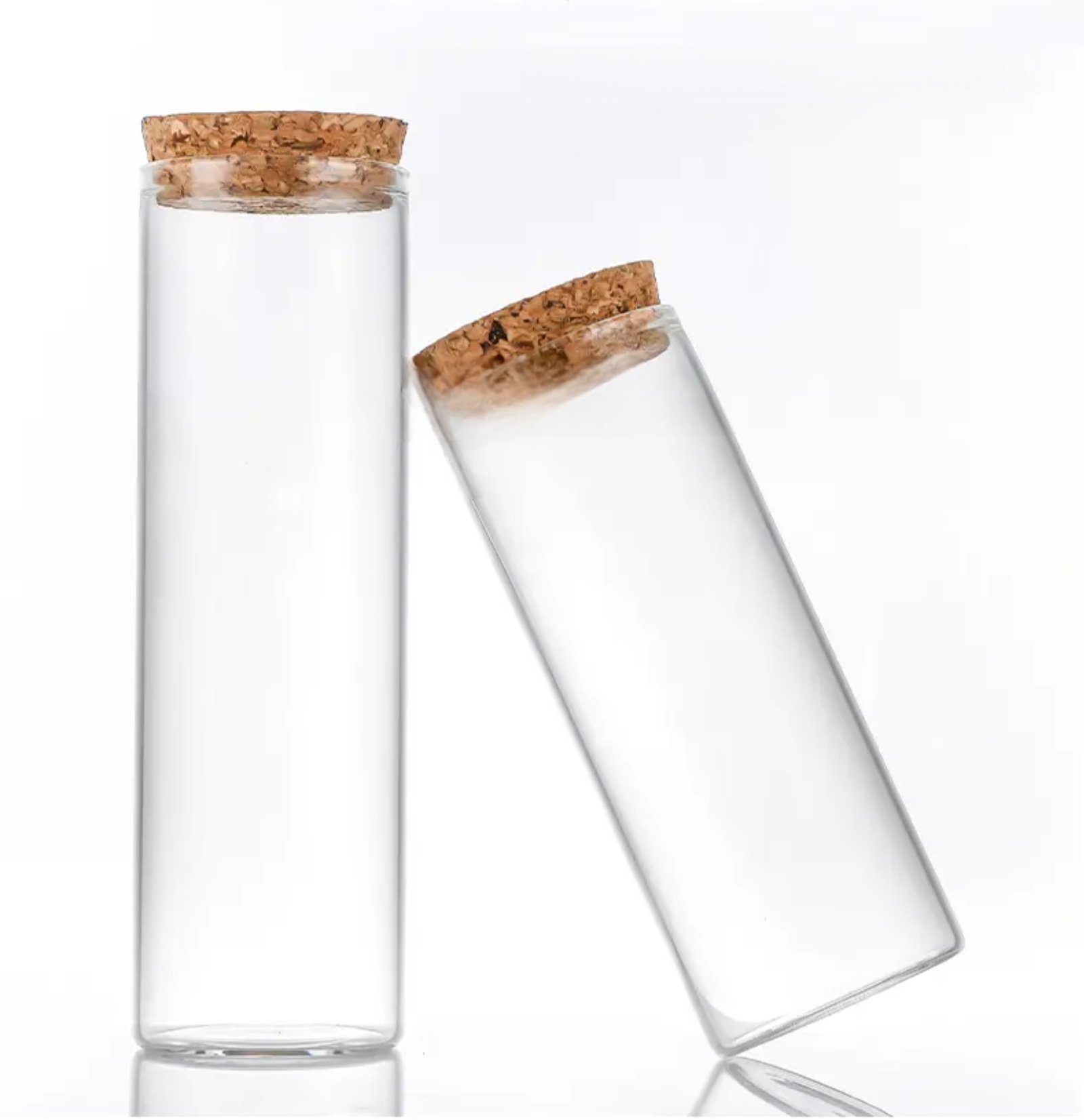 Glass Storage Tube with Cork Stopper, 4.7dia. x 18cm Height, Clear. 1 Glass Tube