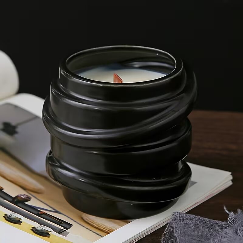 Nordic Style Black Ceramic Candle jar. 1piece