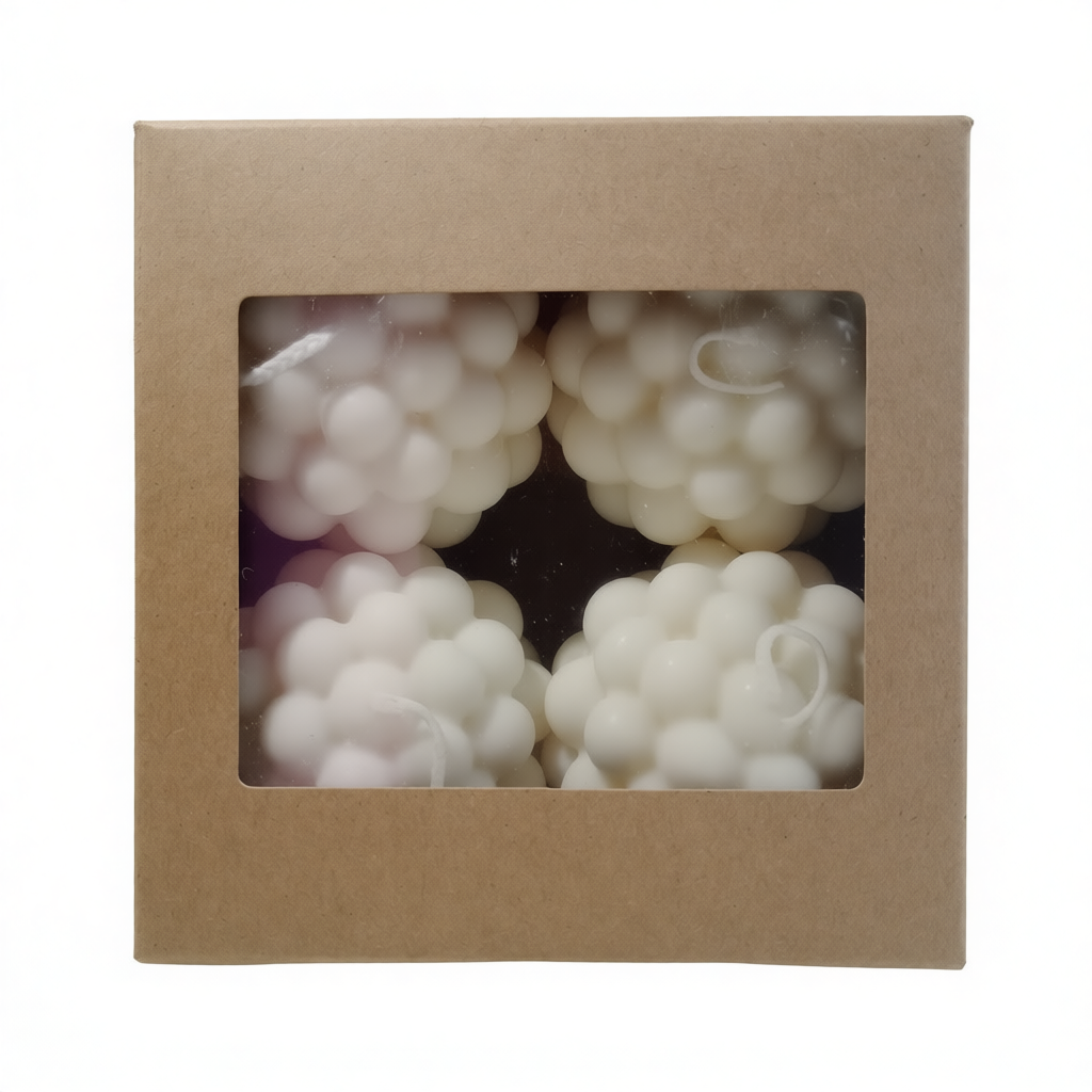 Decorative Ball Shaped Candle, White, Scented, Sphere Design, 4pcs
