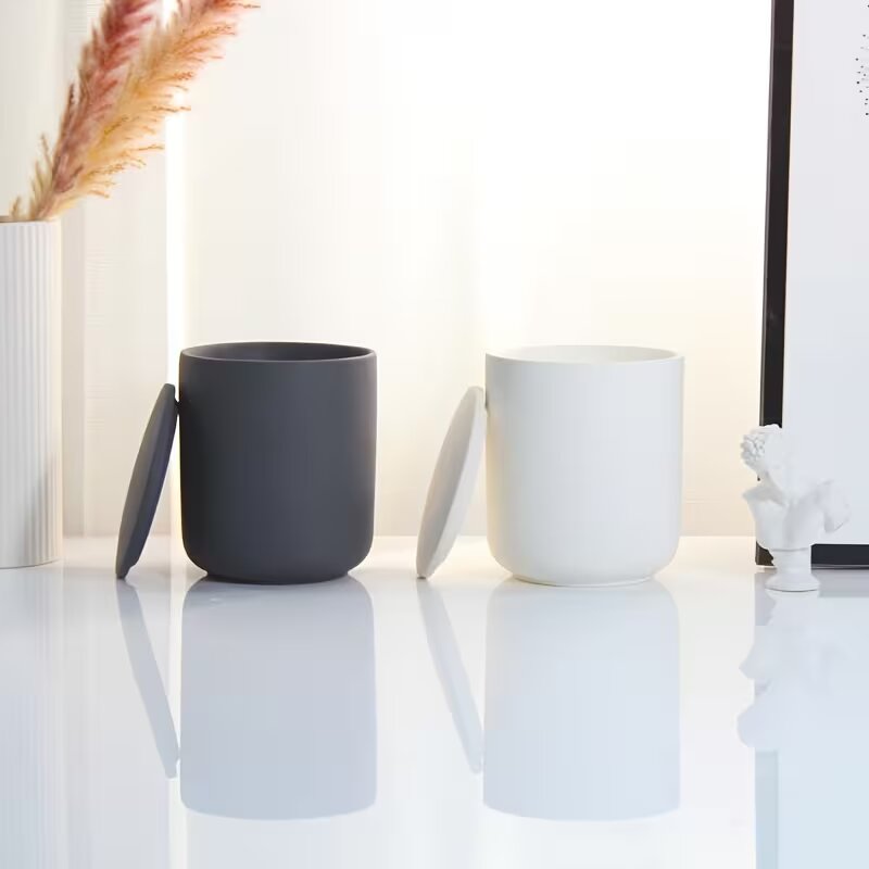 Luxury Ceramic Candle Jars with Lid. 4pcs