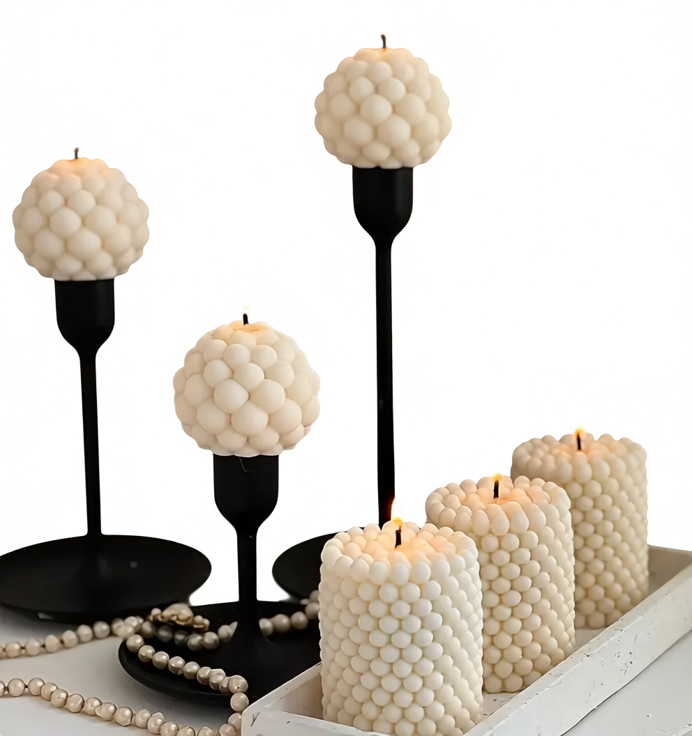 Decorative Ball Shaped Candle, White, Scented, Sphere Design, 4pcs