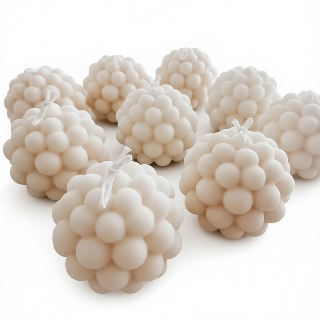 Decorative Ball Shaped Candle, White, Scented, Sphere Design, 4pcs
