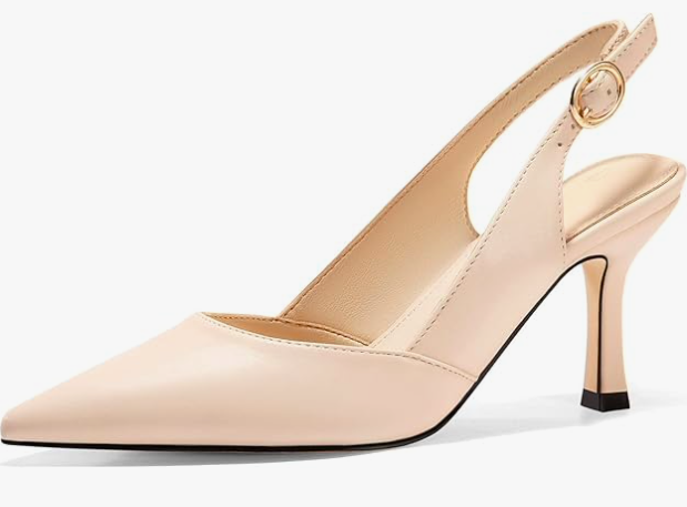 Rilista Women's Slingback Kitten Heels Closed Pointed Toe Wedding Party Dress Pumps Shoes