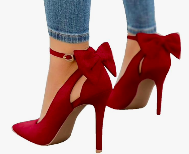 Fashare Womens High Heels Bow Tie Back Sexy Stiletto Ankle Strap Wedding Dress Pumps Shoes