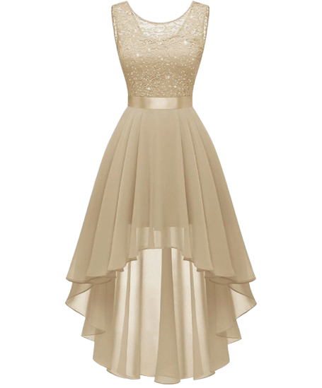 BeryLove Sequin Wedding Guest Formal Cocktail Dresses Prom Party Lace High Low Bridesmaid Elegant Dress