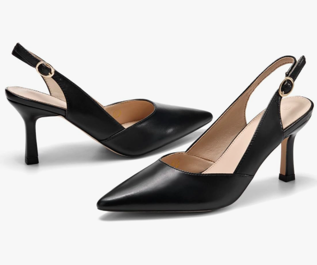 Rilista Women's Slingback Kitten Heels Closed Pointed Toe Wedding Party Dress Pumps Shoes