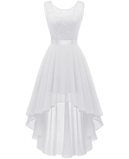 BeryLove Sequin Wedding Guest Formal Cocktail Dresses Prom Party Lace High Low Bridesmaid Elegant Dress