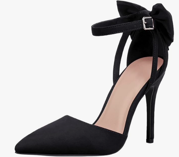 Fashare Womens High Heels Bow Tie Back Sexy Stiletto Ankle Strap Wedding Dress Pumps Shoes