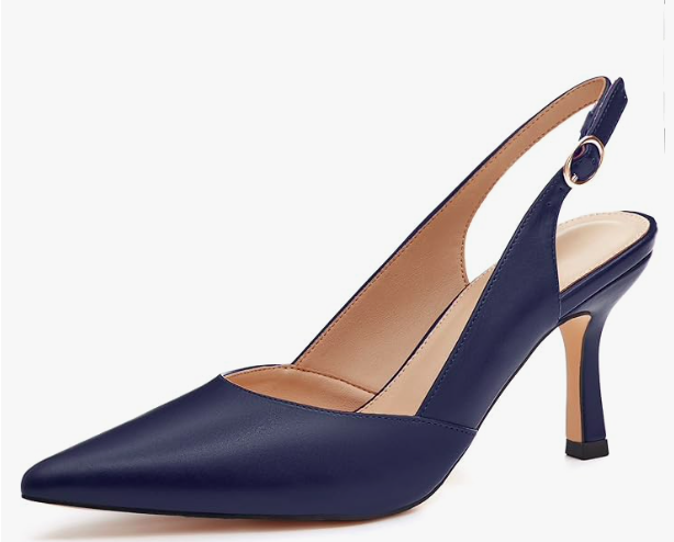 Rilista Women's Slingback Kitten Heels Closed Pointed Toe Wedding Party Dress Pumps Shoes