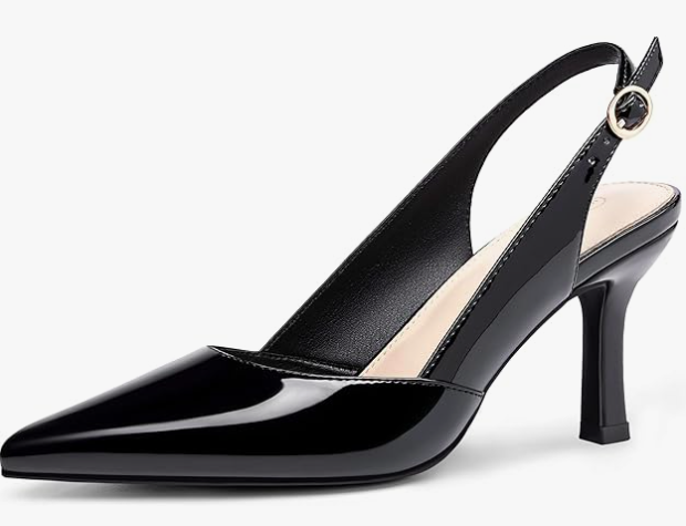Rilista Women's Slingback Kitten Heels Closed Pointed Toe Wedding Party Dress Pumps Shoes