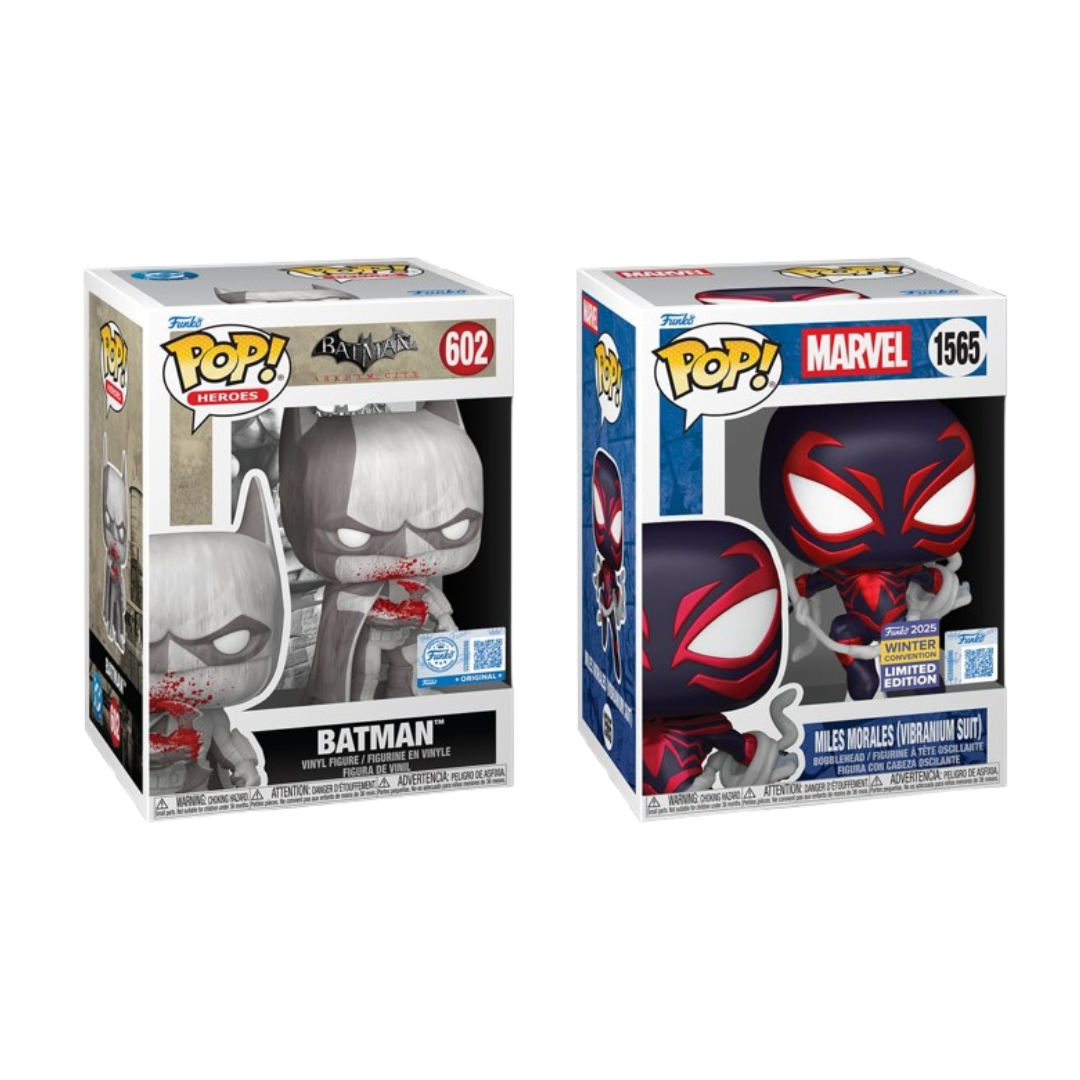 Pack Funkos Batman Arkham 602 + Miles Morales (Vibranium Suit) 1565 Ediciones Especiales