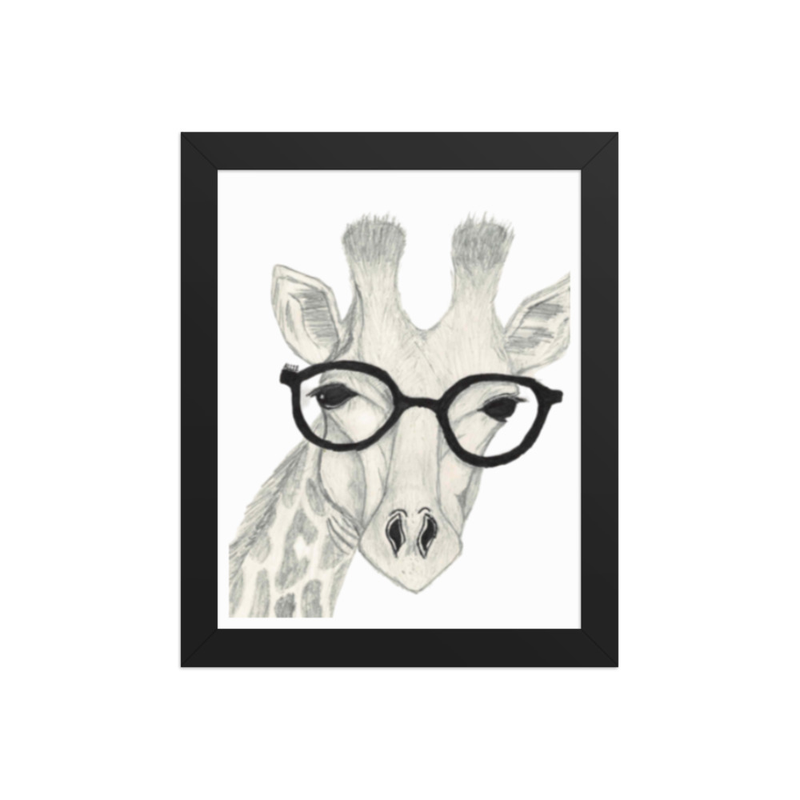 8x10 framed giraffe sketch