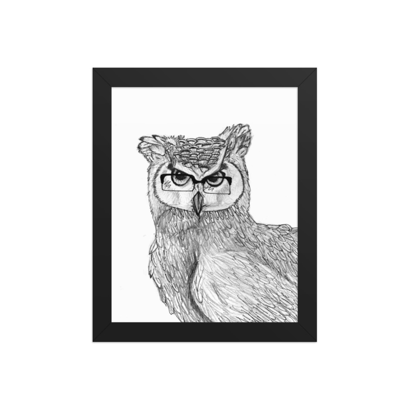 8x10 framed owl sketch