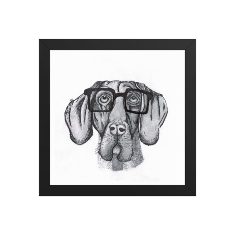 10x10 framed hound sketch