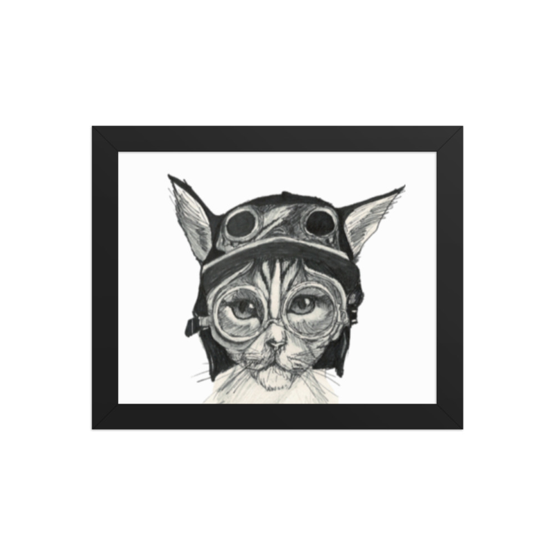 8x10 framed cat sketch
