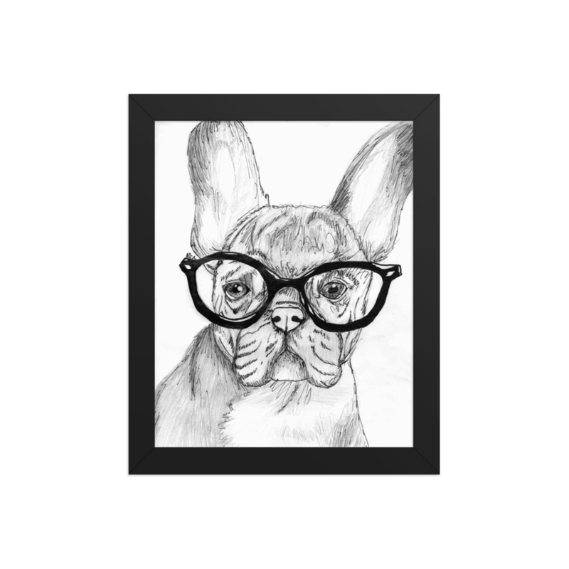 8x10 framed frenchie sketch