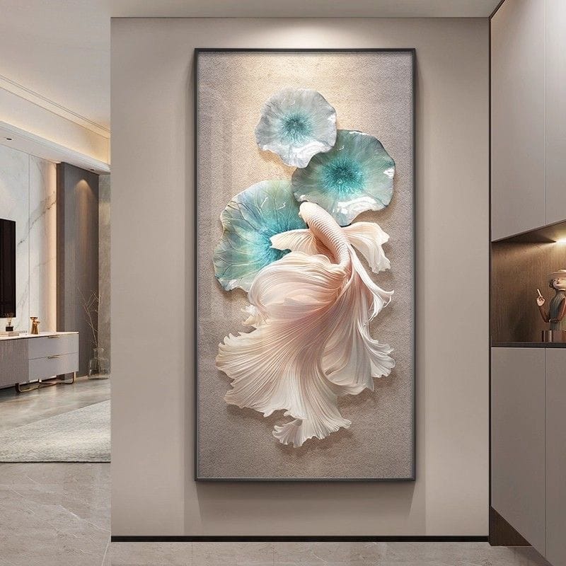 Tableau Poisson Betta et Fleurs