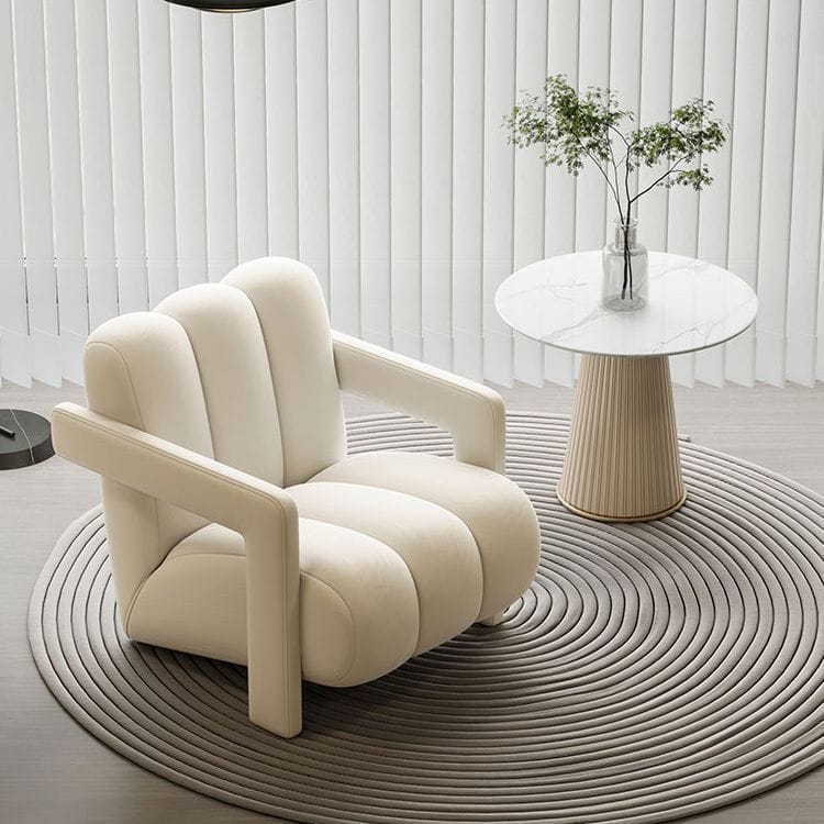 Fauteuil moderne en velours blanc