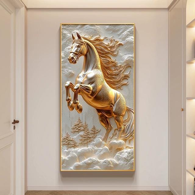 Tableau mural 3D Cheval Doré