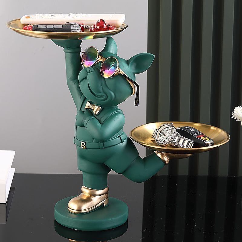 Statue Chien Majordome avec Plateaux