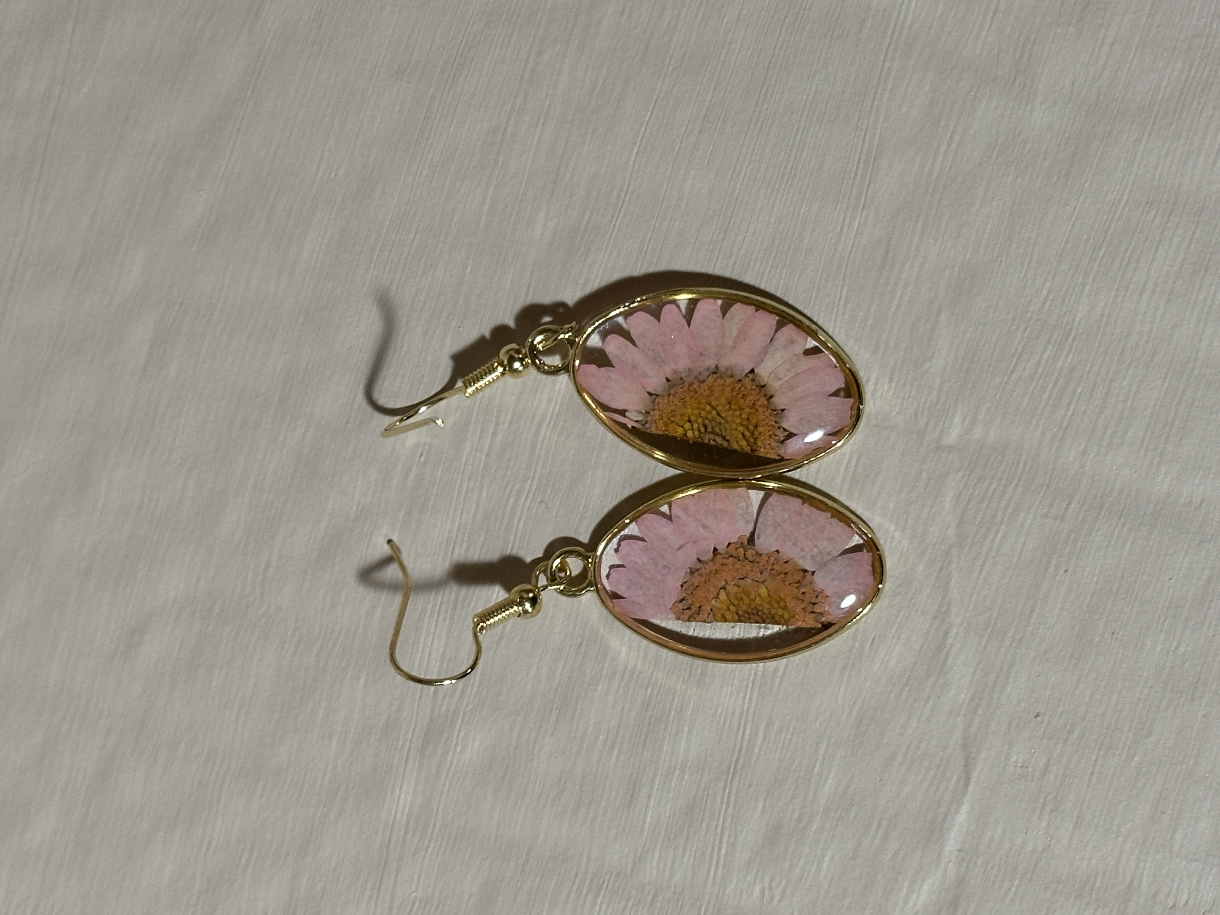 Pink Flower oval Earrings