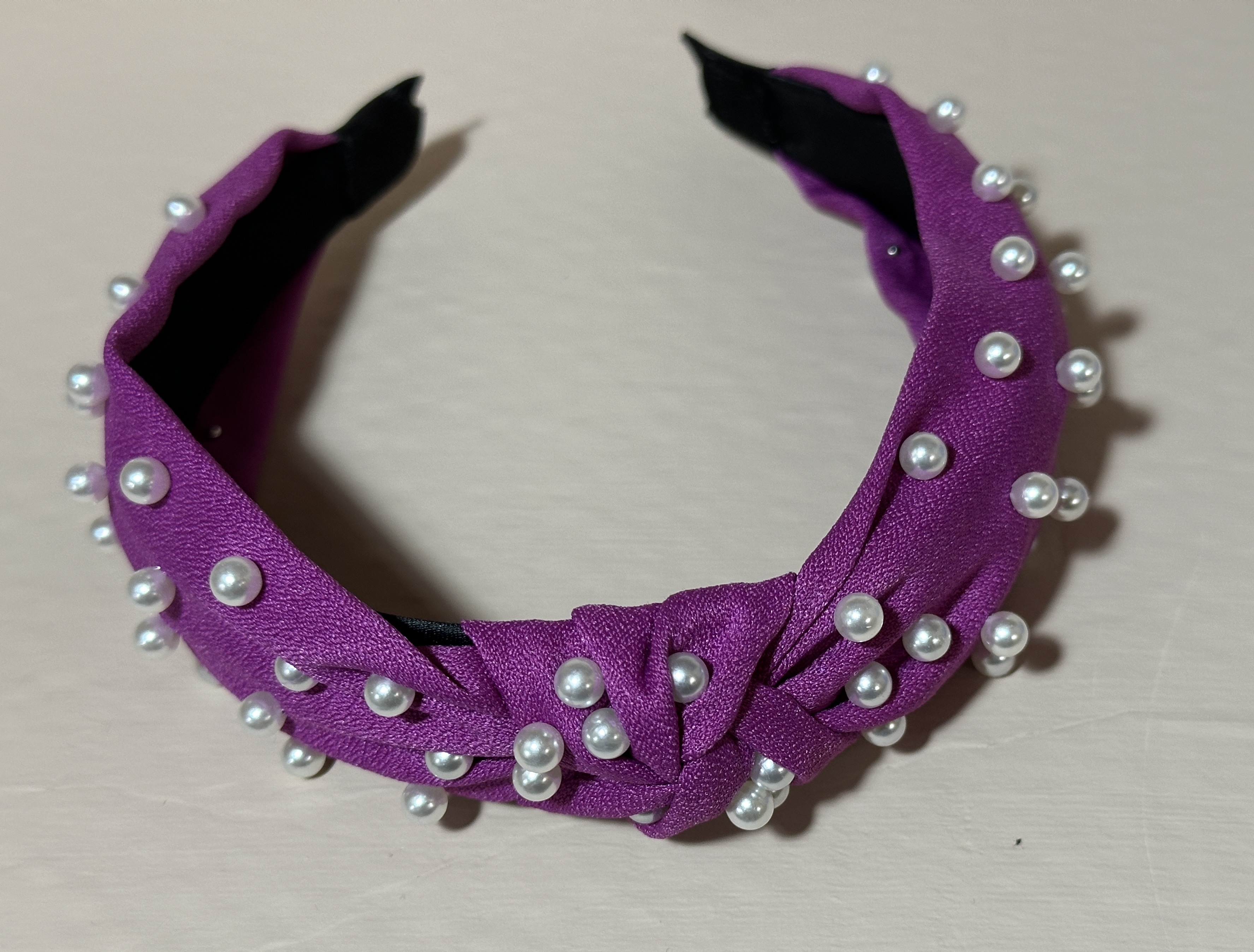 Purple Pearl-Studded Headband