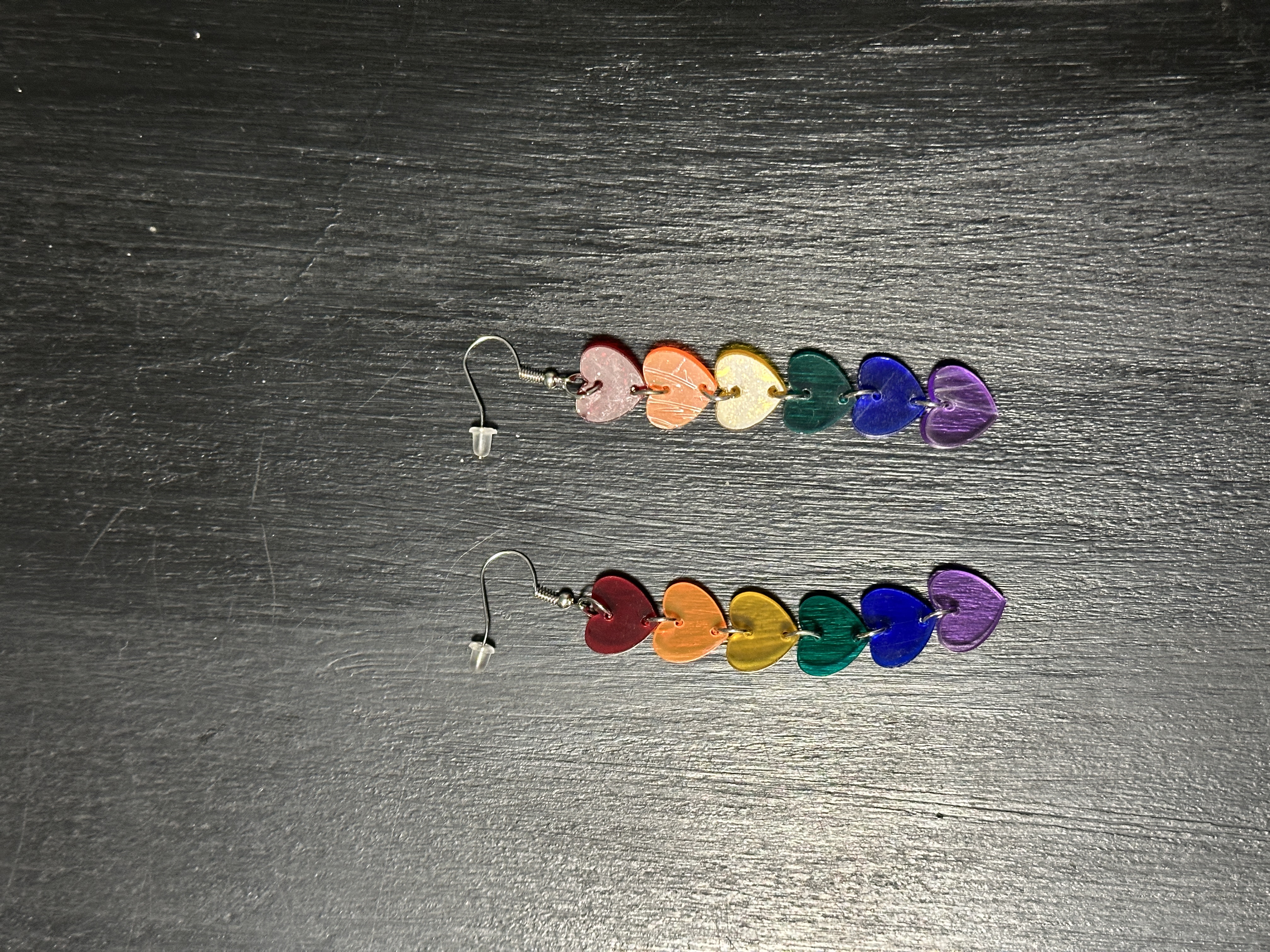 Rainbow Heart Drop Earrings