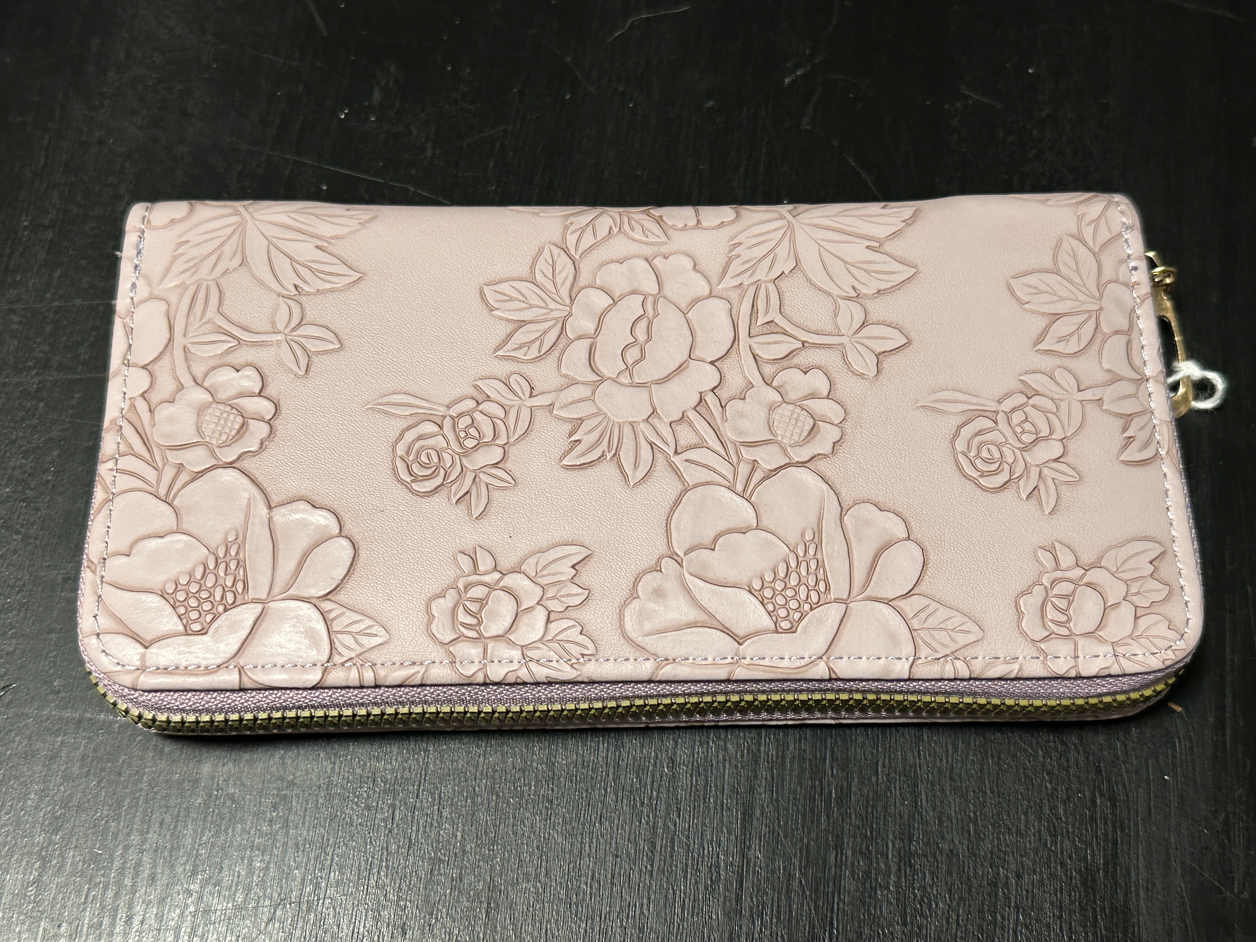 Floral Embossed Zip Wallet