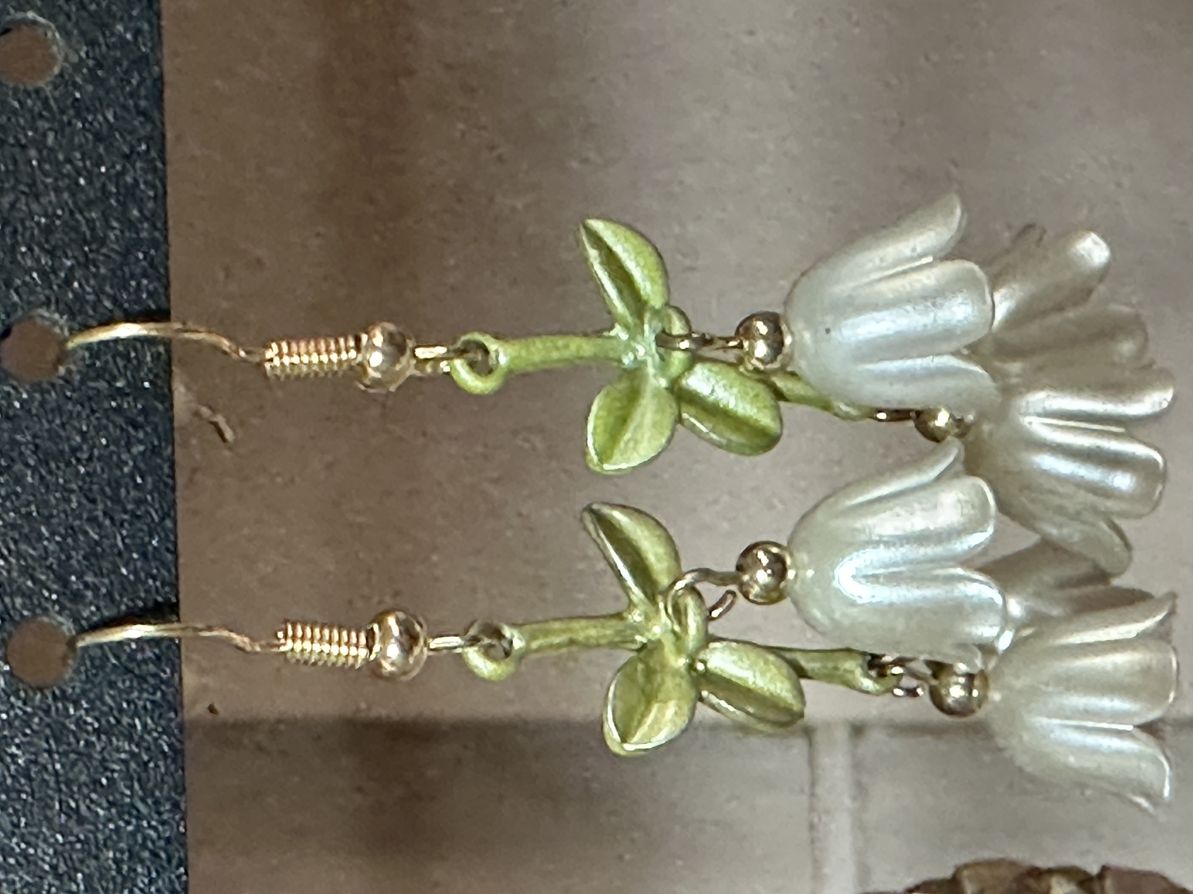 White Tulip Flower Earrings