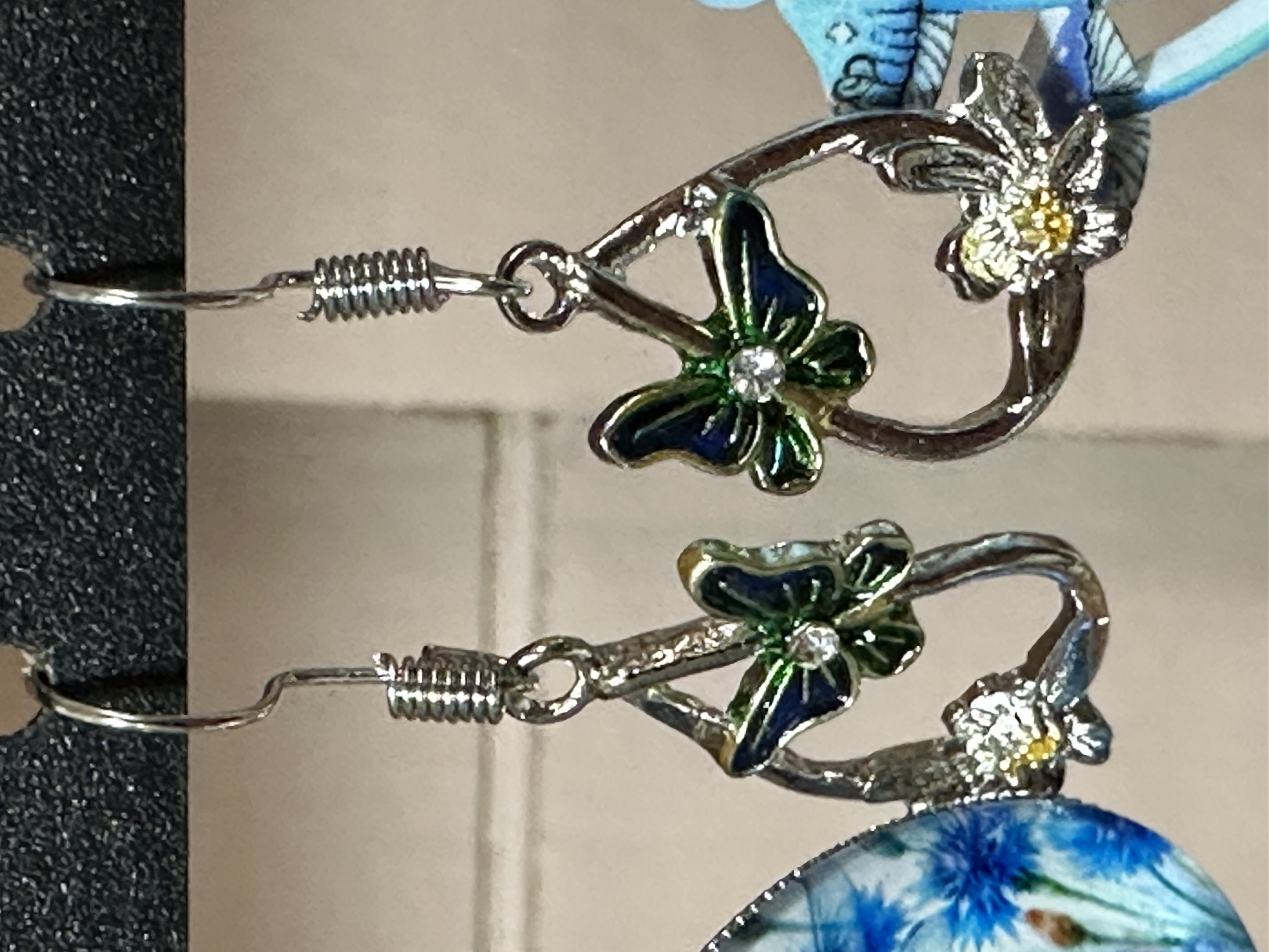Butterfly & Floral Dangle Earrings