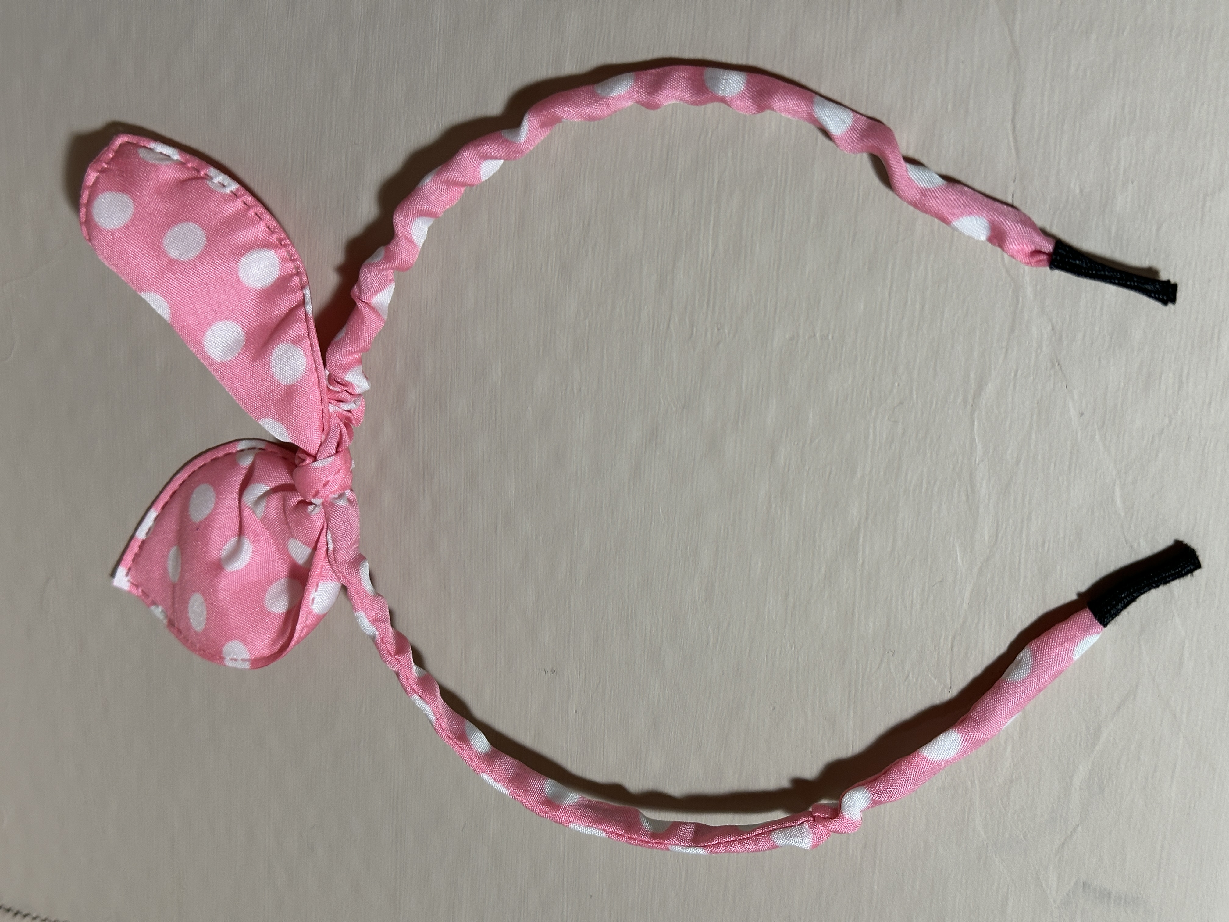 Pink Polka Dot Bow Headband