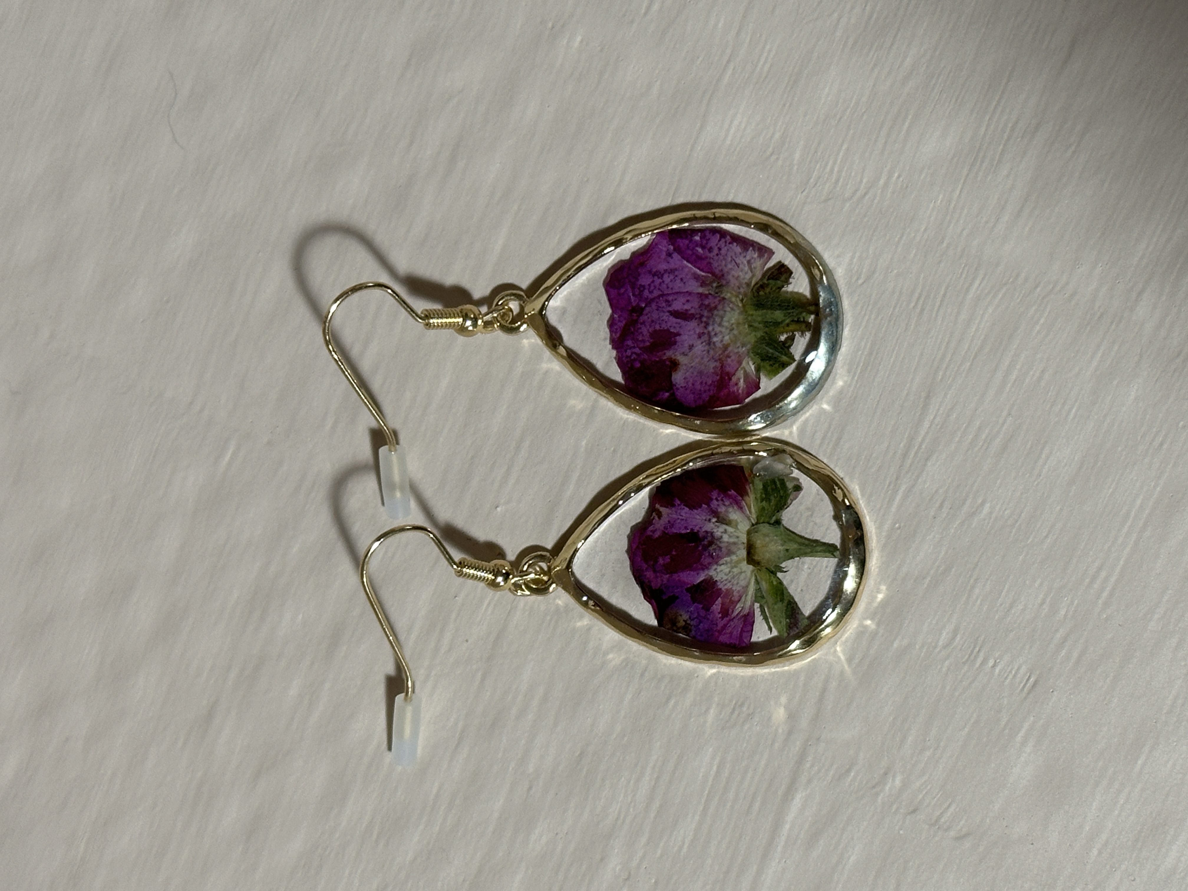 Purple Flower Teardrop Earrings