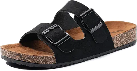 Black Buckle Slide Sandal