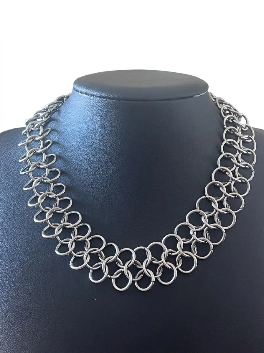 Collier ras-du-cou en cotte de mailles – Collier gothique médiéval 