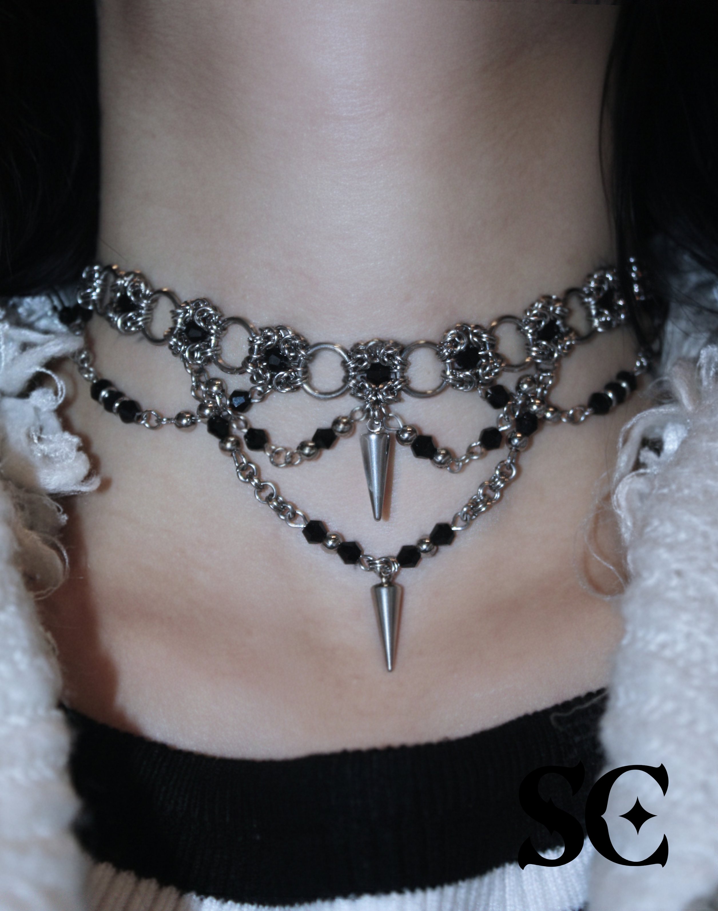 Stainless steel choker necklace - Darkness