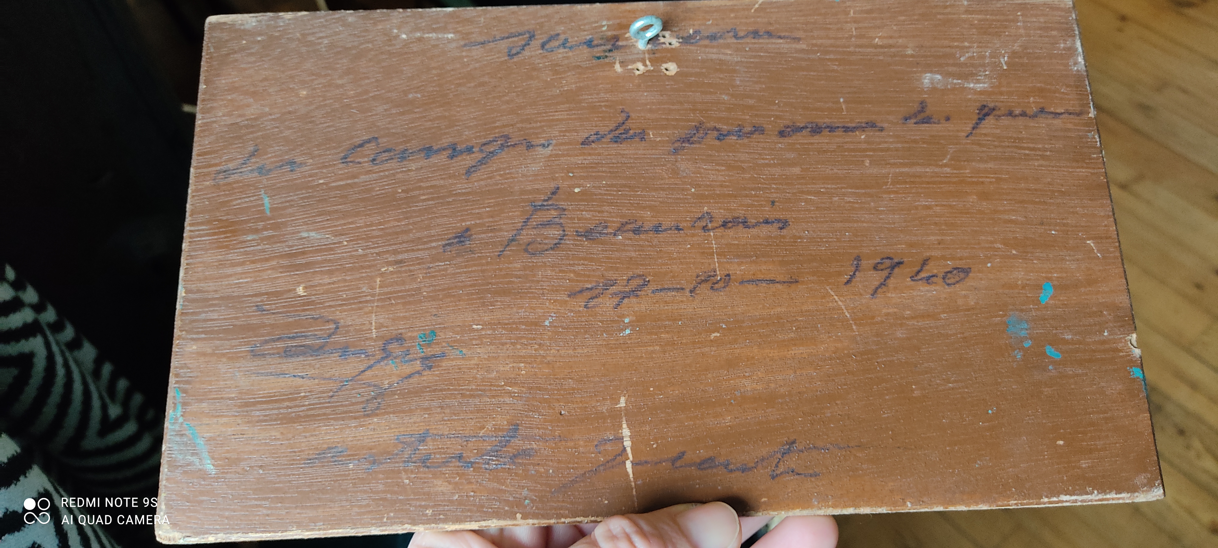 Peinture ancienne sur bois. Marine signée A Tanguy Bretagne 1940