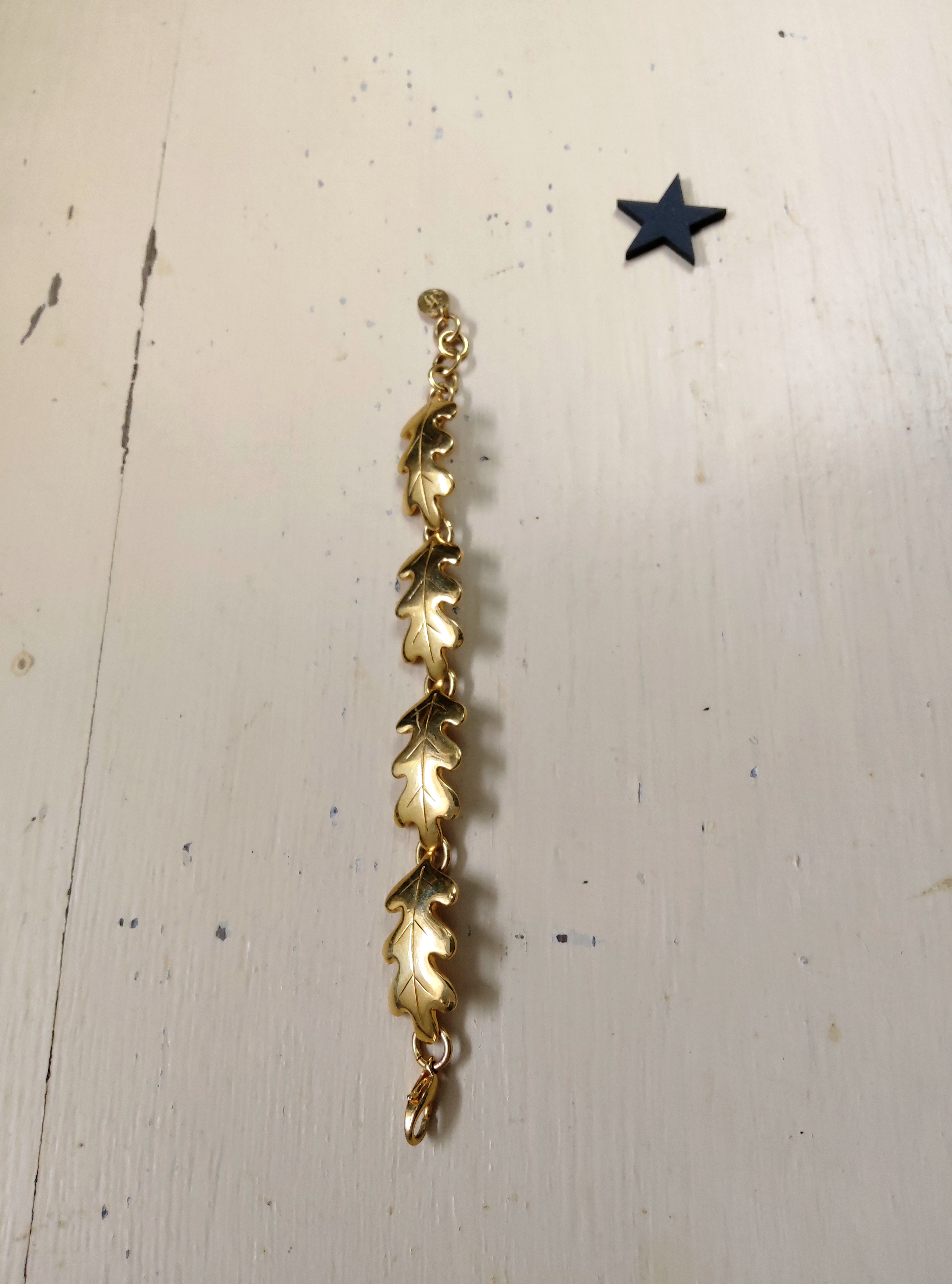 Bracelet vintage feuilles de chêne Inès de la Fressange vers 1990