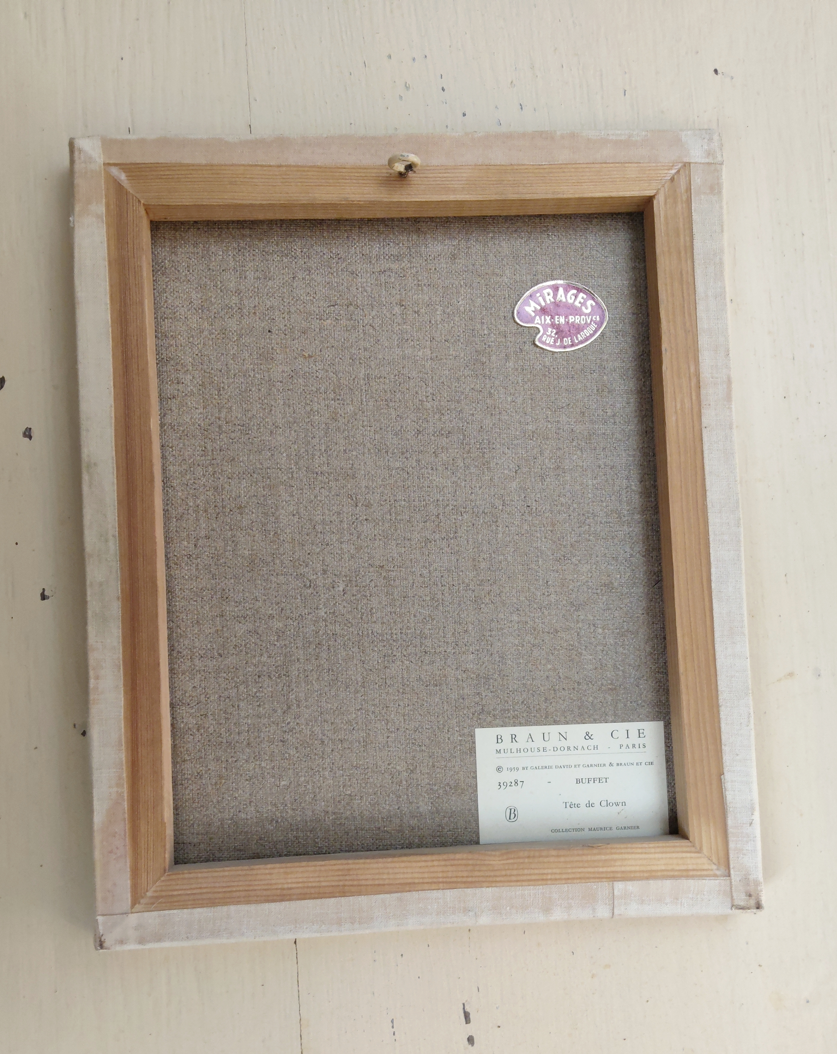 Vintage tableau BUFFET Bernard, d'après Clown, reproduction Braun 1959