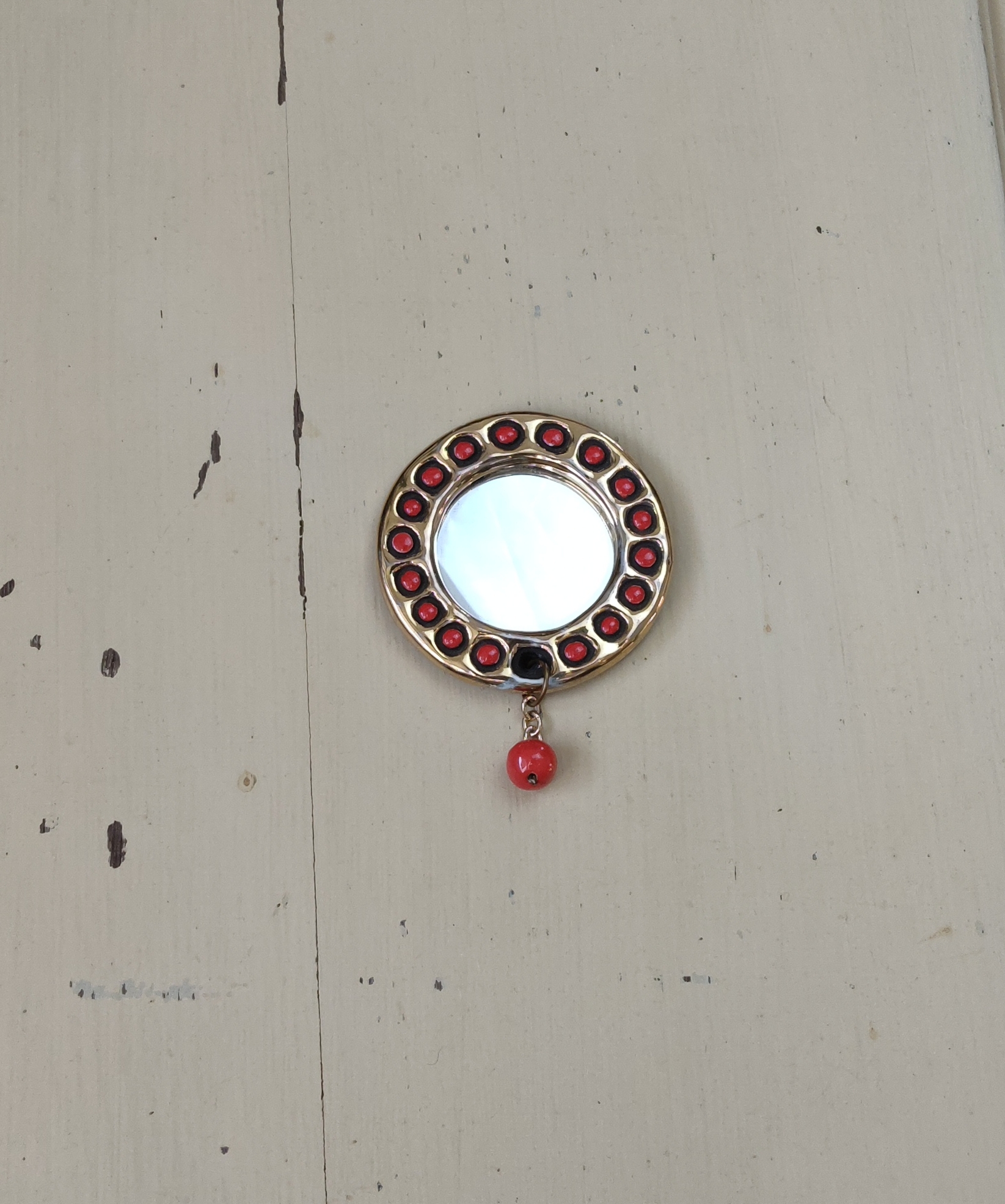 Petit miroir à main de poche vintage de Mithé ESPELT vers 1950