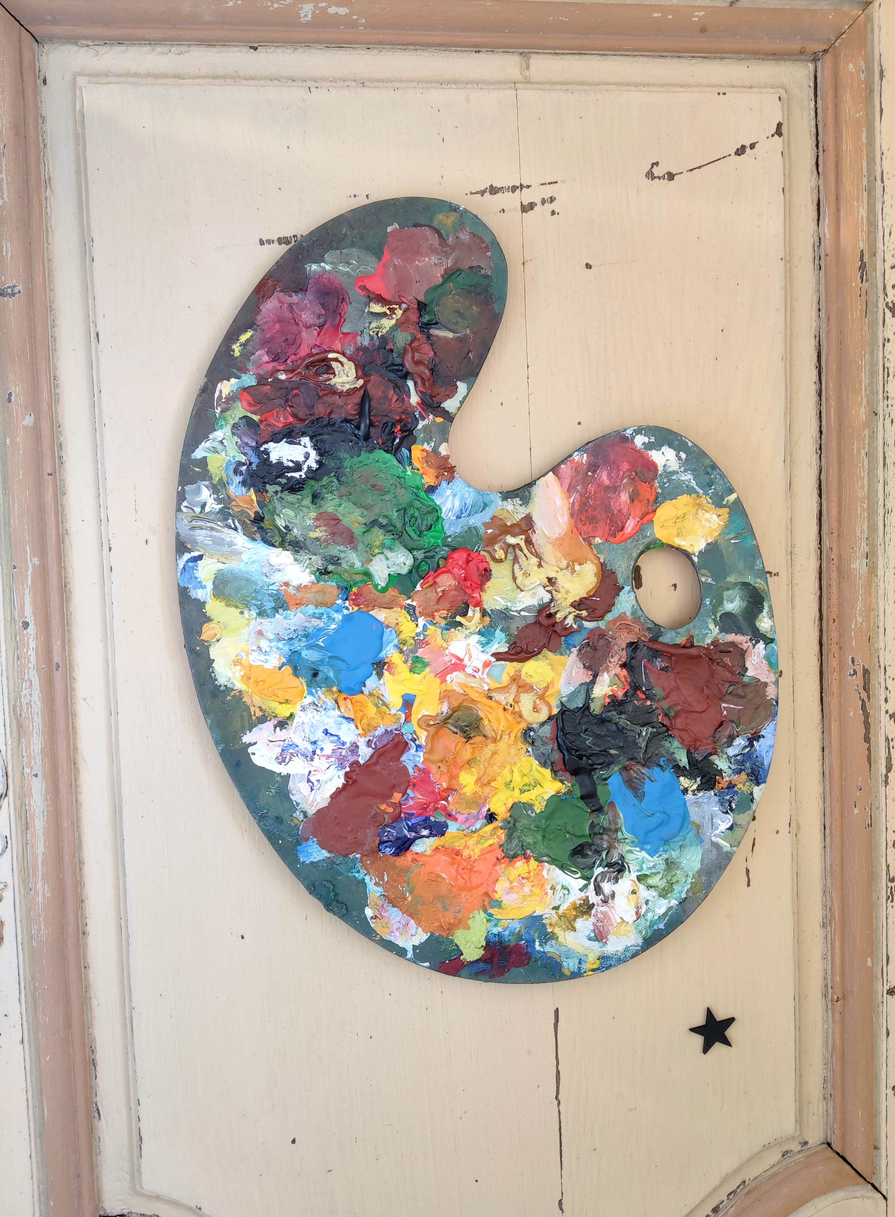 Palette d'Artiste Peintre en bois vintage