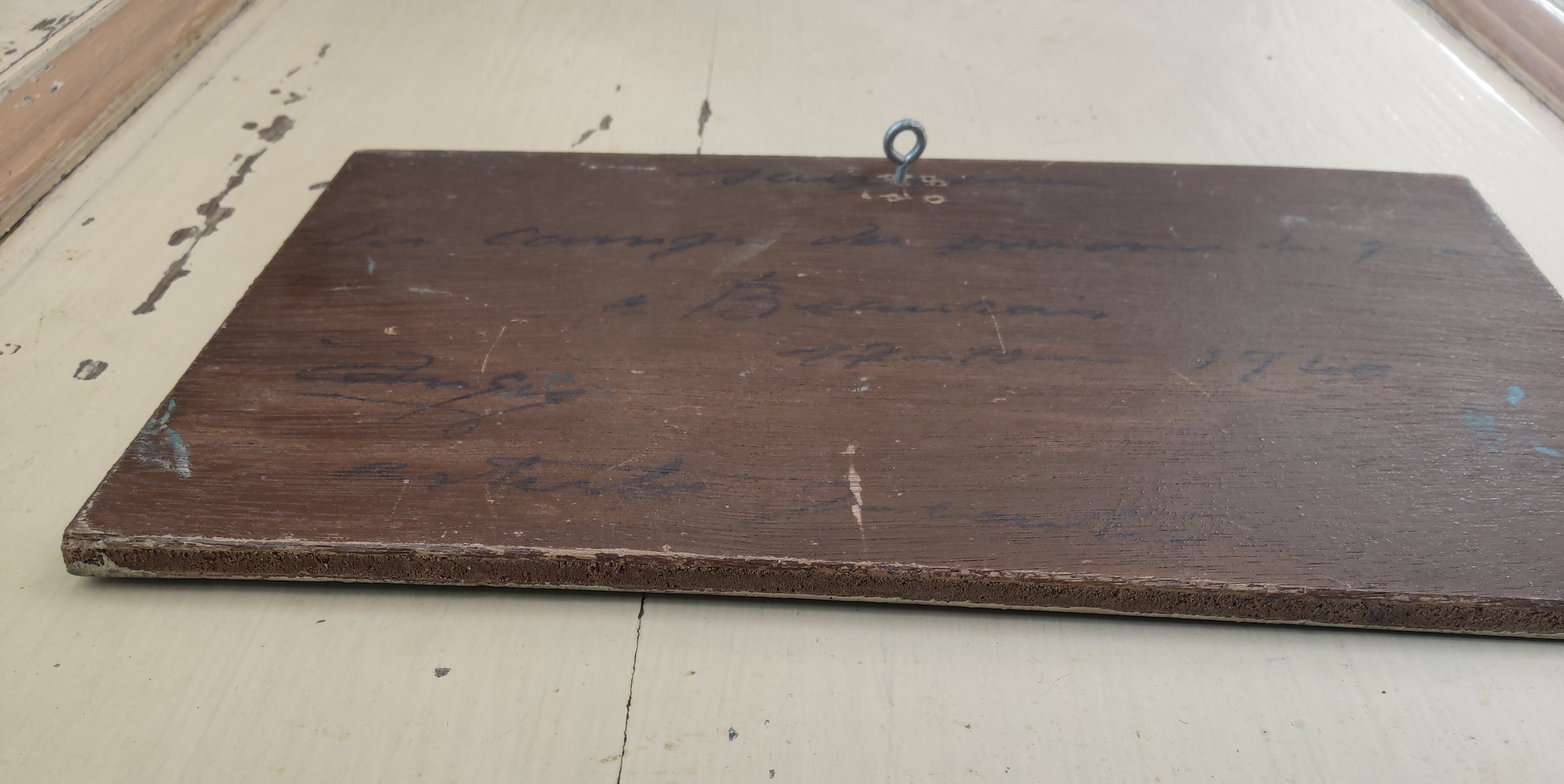 Peinture ancienne sur bois. Marine signée A Tanguy Bretagne 1940