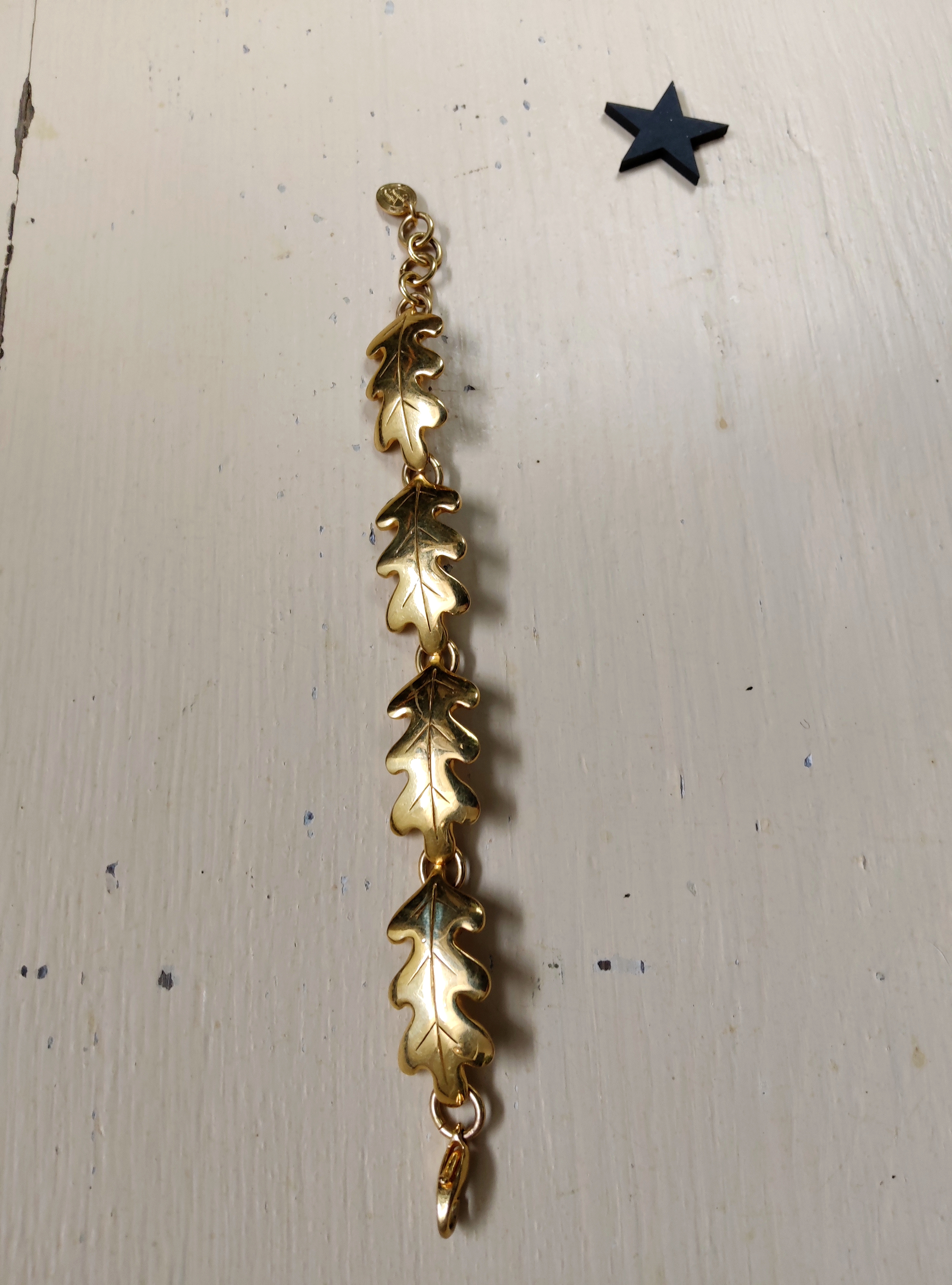 Bracelet vintage feuilles de chêne Inès de la Fressange vers 1990