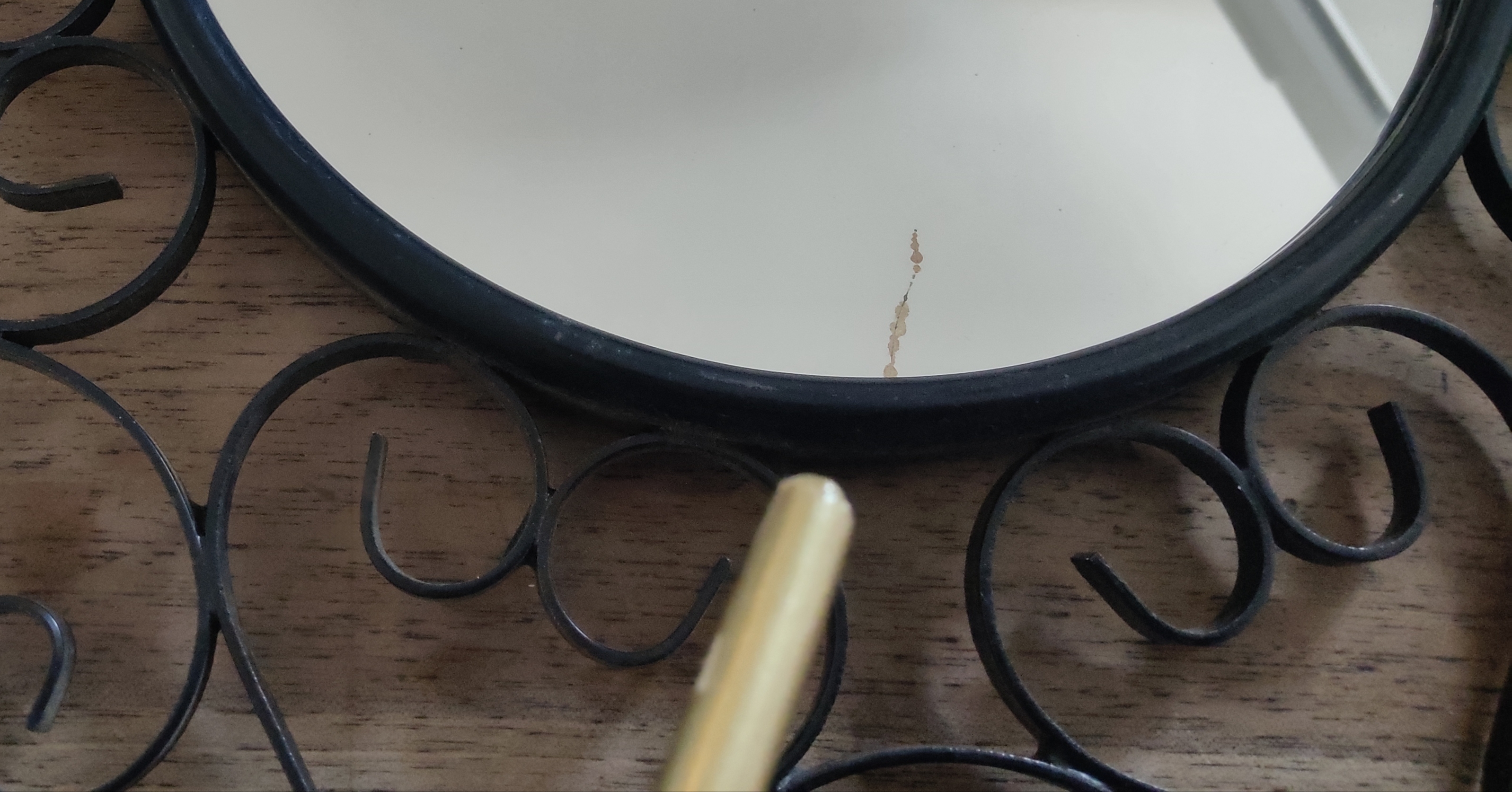 Miroir Chaty vintage en fer forgé noir. Vallauris AM vers 1950