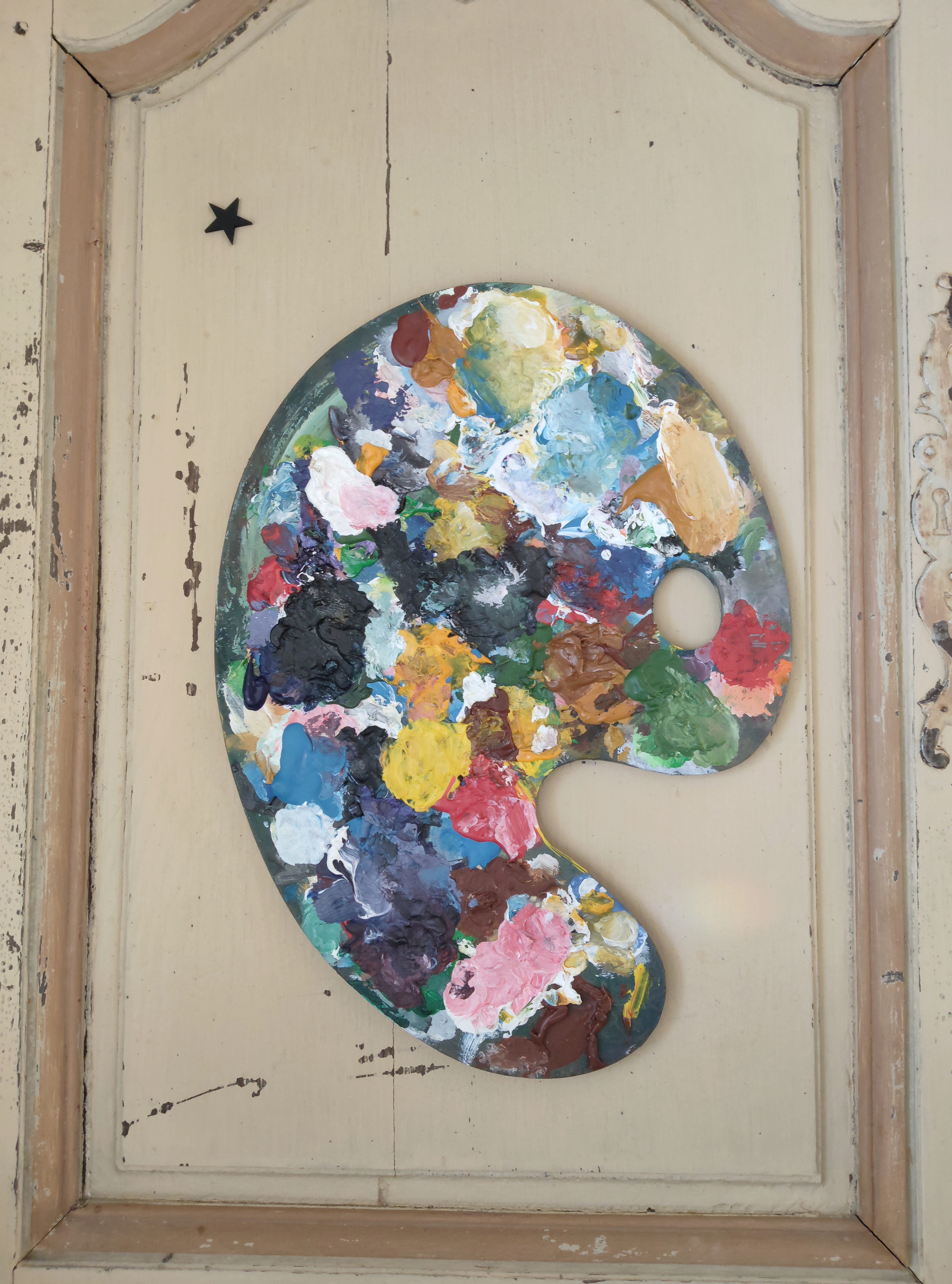 Palette d'Artiste Peintre en bois vintage