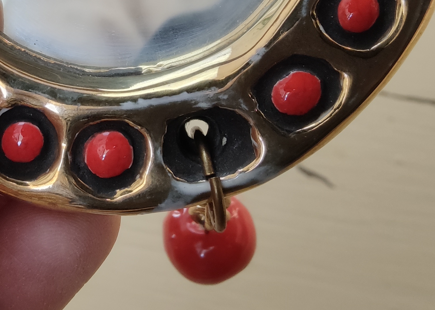 Petit miroir à main de poche vintage de Mithé ESPELT vers 1950