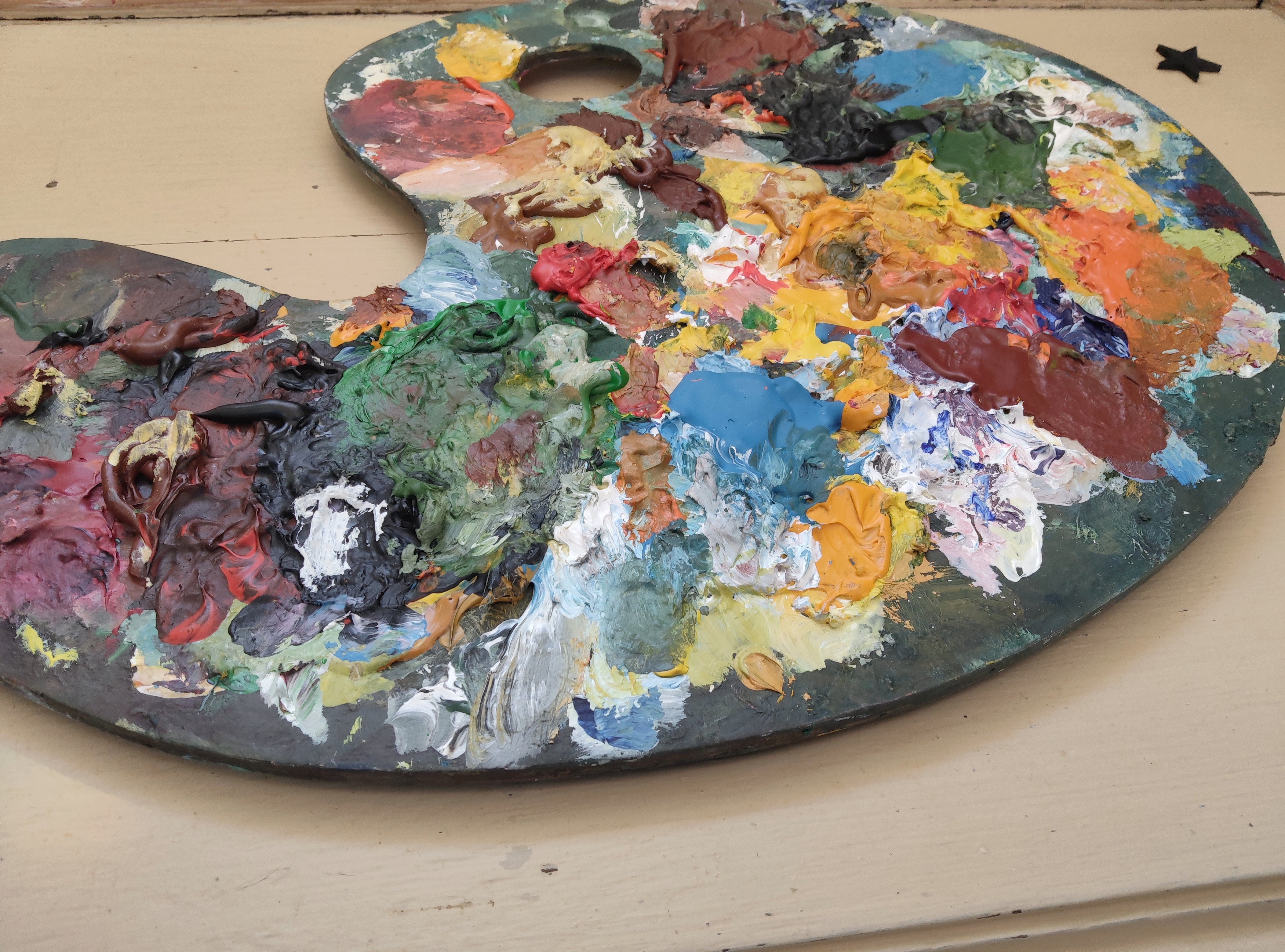 Palette d'Artiste Peintre en bois vintage