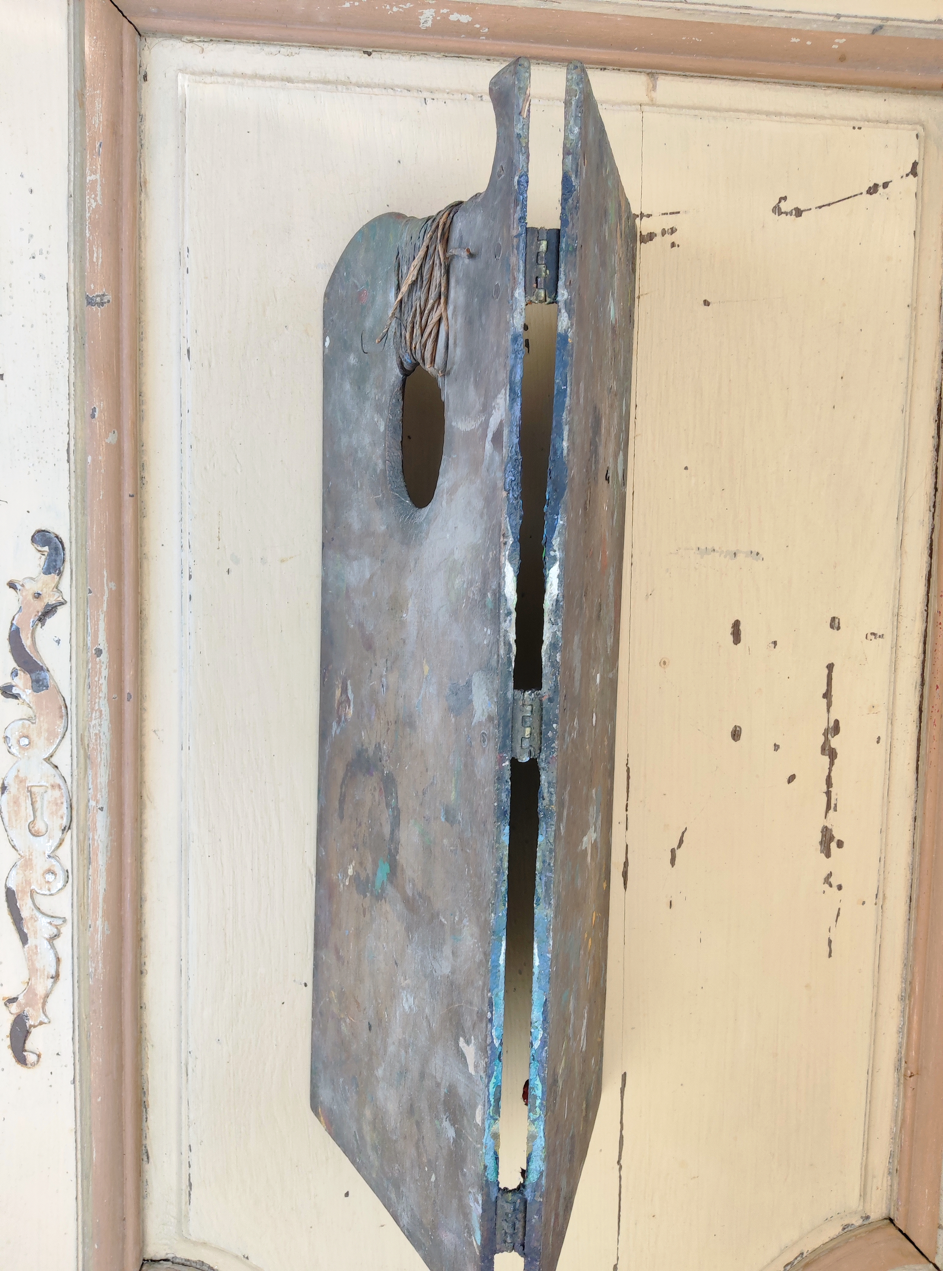 Palette d'artiste peintre ancienne en bois vers 1900