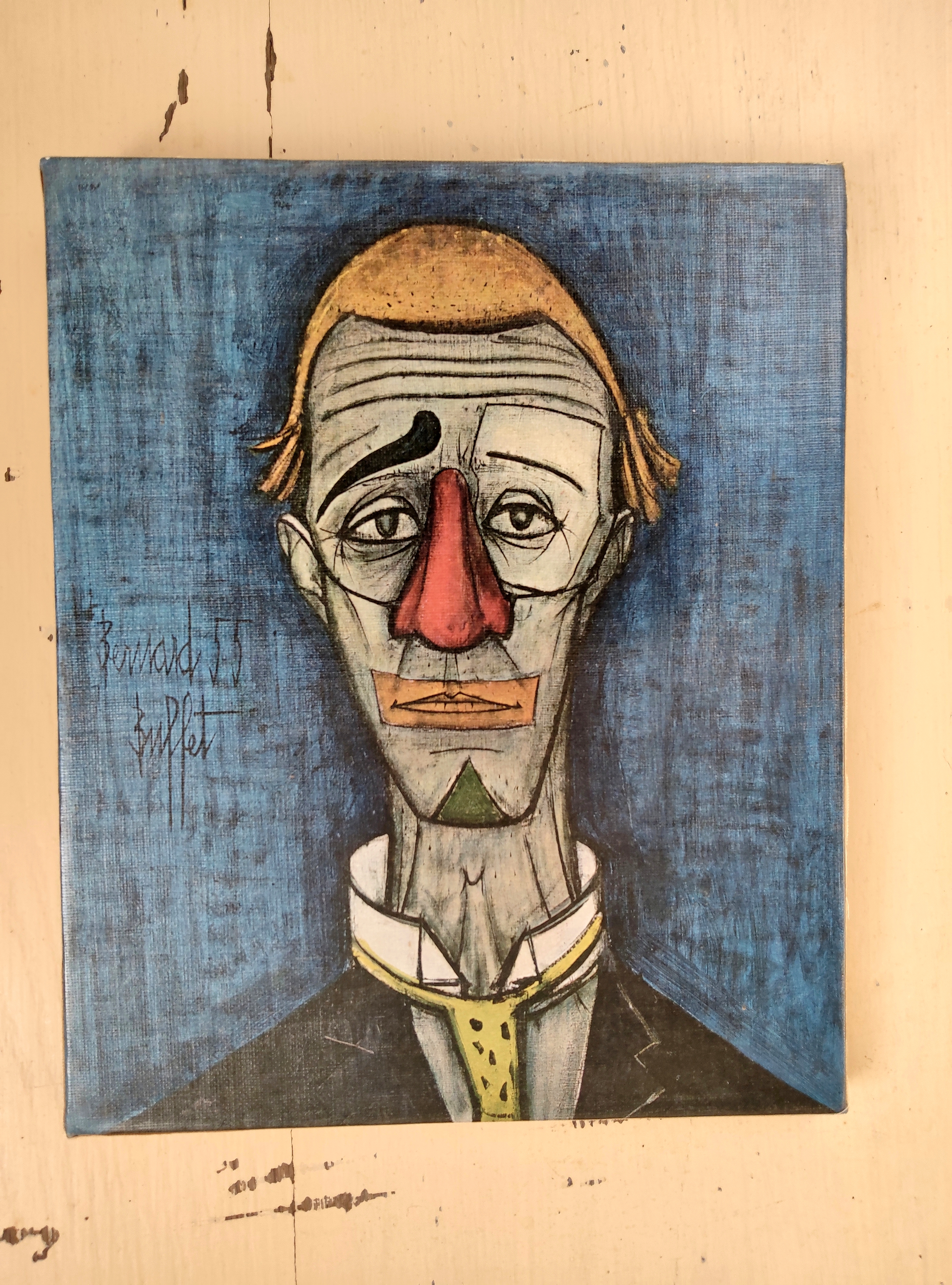 Vintage tableau BUFFET Bernard, d'après Clown, reproduction Braun 1959