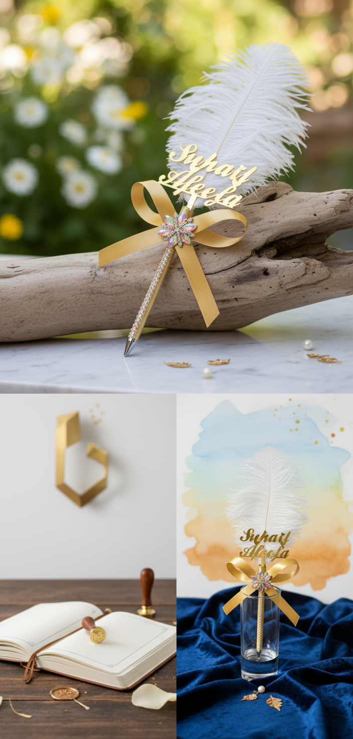 Personalized Feather Ribbon Nikah Pen(202)
